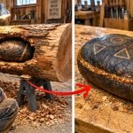 Wood Sculptor Finds a Leather Pouch Hidden Inside a Log, Opens It and Starts Crying ➤ haberion.com