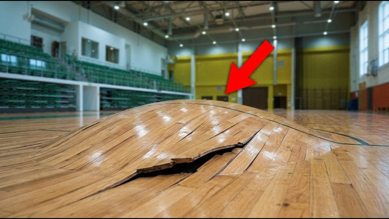 Workers noticed a strange bulge in the gym floor—after opening it up, they had to call 911