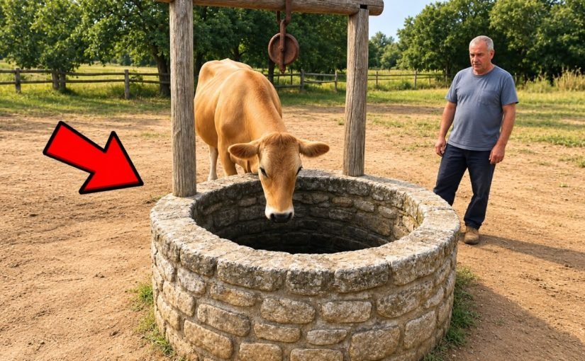 Vaca fermierului privea mereu în fântână; instinctul i-a spus să investigheze… ➤ haberion.com